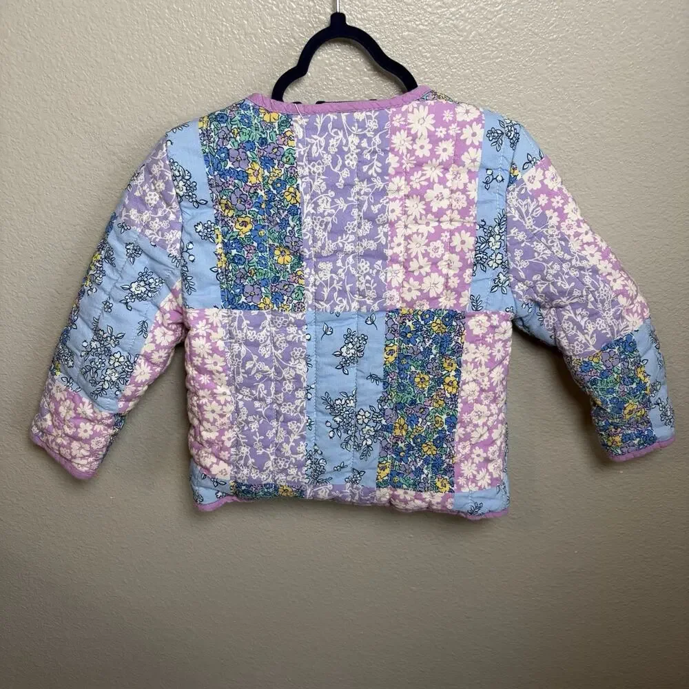 Wonder Nation Patchwork Quilted Jacket Toddler Girls 2T Colorful Floral Lined